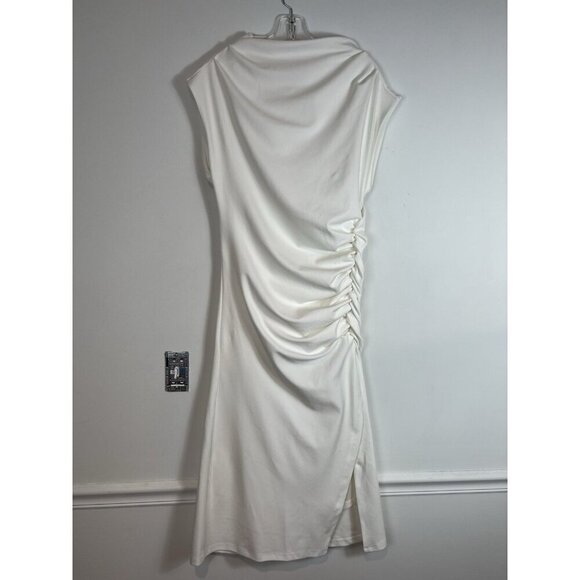 Anthropologie The Maya Ruched Cowl Neck Dress White Wedding Petite Large Formal - Picture 8 of 14